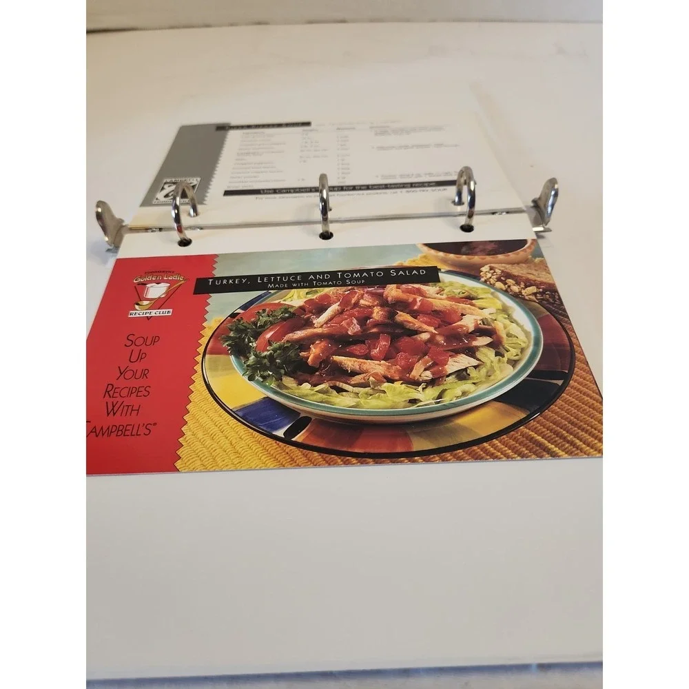 Vintage Campbell's Foodservice Golden Ladle Recipe Binder 1996 w/ 10 Bulk Cards